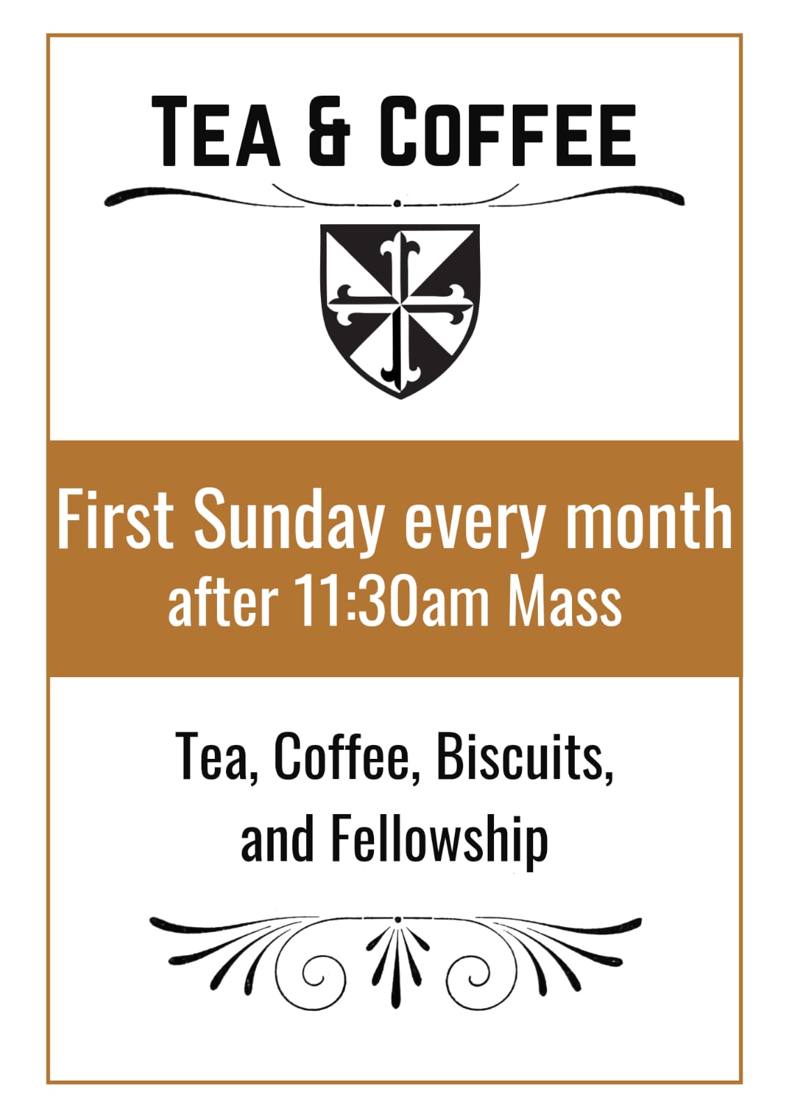 Monthly Tea & Coffee after Mass – Sunday May 5th