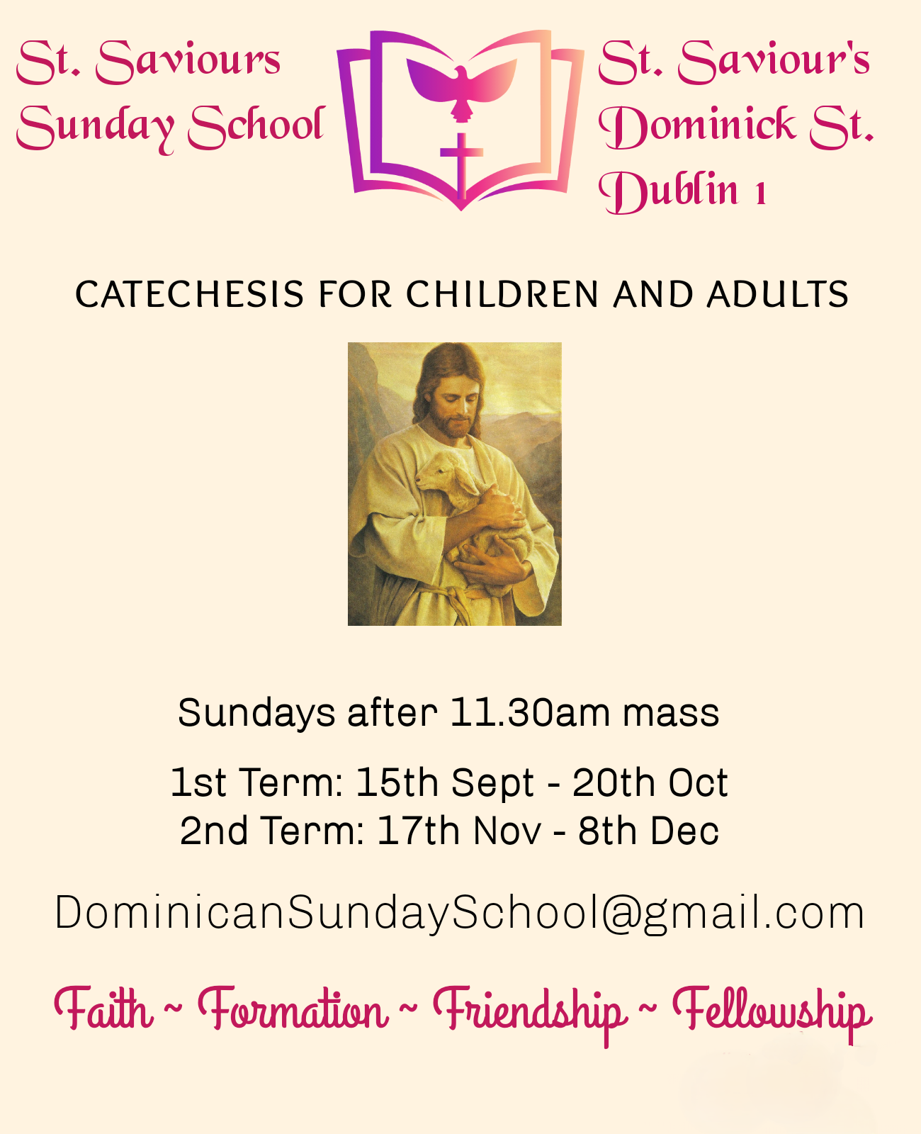 St. Saviour’s Sunday School – Resumes November 17th