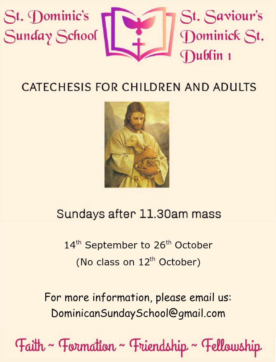 St. Saviour’s Sunday School – dates for next term!
